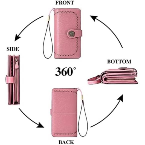 Wallets for Women Genuine Leather Credit Card Holder 2-Natural-Pink - Picture 5 of 6